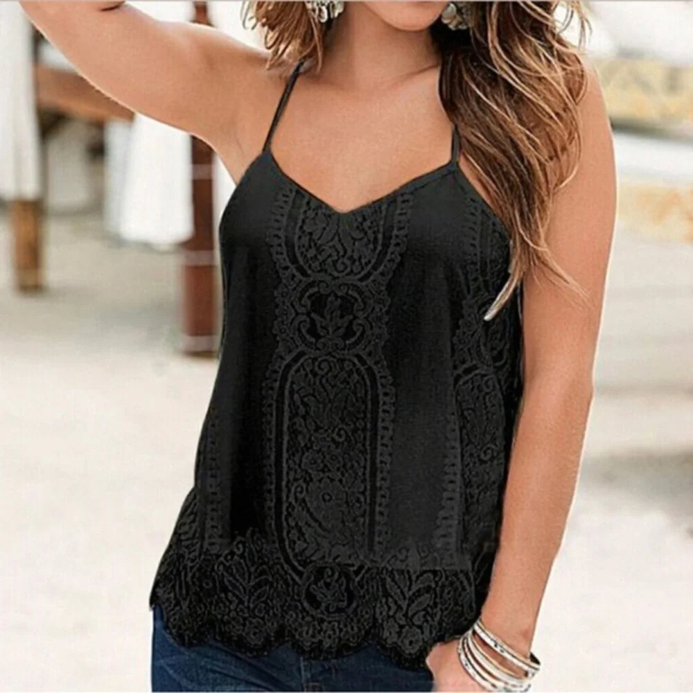 Women's New Lace  Lace Camisole Sleeveless Top women casual tops L